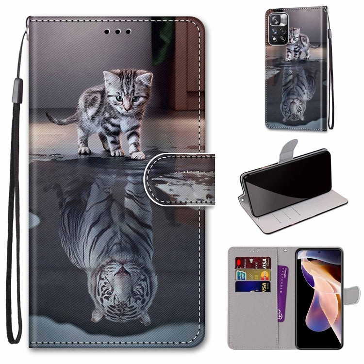 Phone case wallet with lanyard, gray kitten portrait print, flip cover and card holder.