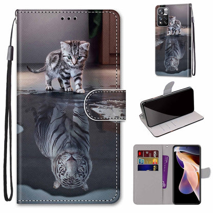 Phone case wallet with lanyard, gray kitten portrait print, flip cover and card holder.