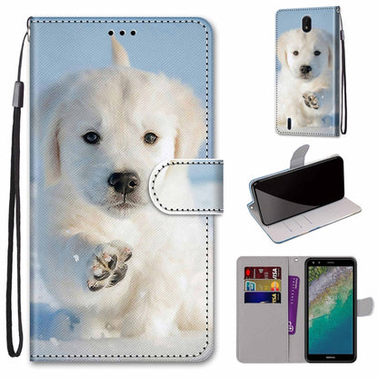 Blue sky puppy printed leather-style phone wallet case with flip cover and card slots