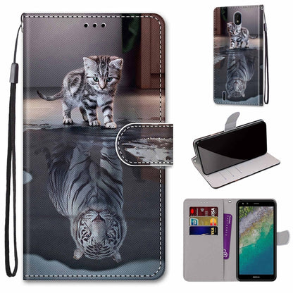 Gray tabby cat portrait printed leather-style phone wallet case with flip cover and card slots