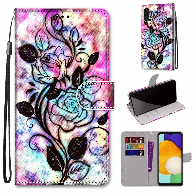 Pastel floral bird leather phone wallet case with card slots, magnetic flap, and wrist strap