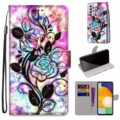 Pink blue rose branch leather phone wallet case with card slots and front magnetic flap