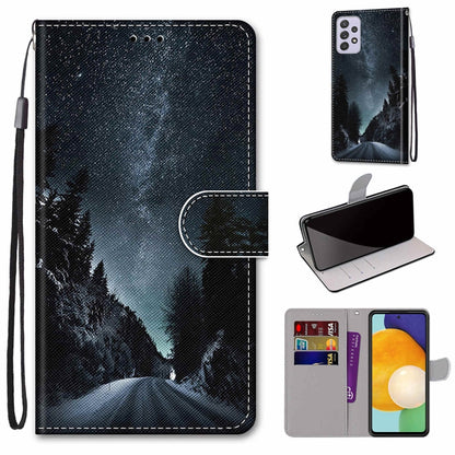 Dark night mountain silhouette leather phone wallet case with card slots and front magnetic flap