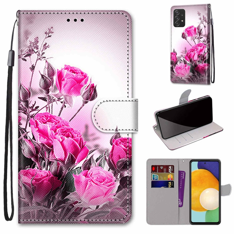 Flip wallet phone case with lanyard, pink rose floral design and card holder