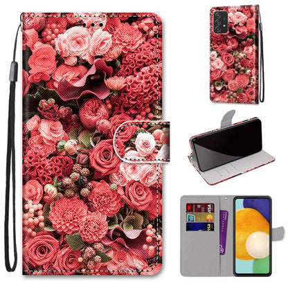 Flip wallet phone case with lanyard, red rose floral design and card holder