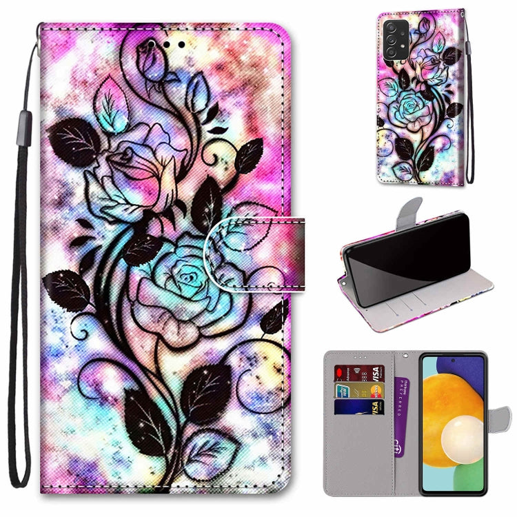Flip wallet phone case with lanyard, blue rose tree illustration and card holder