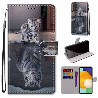 Flip wallet phone case with lanyard, gray cat portrait and card holder