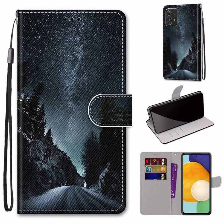 Flip wallet phone case with lanyard, dark night mountain silhouette and card holder