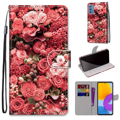 Leather wallet folio phone case with lanyard and card slots; red rose bouquet print
