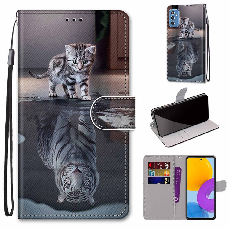 Leather wallet folio phone case with lanyard and card slots; gray kitten photo print