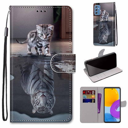 Leather wallet folio phone case with lanyard and card slots; gray kitten photo print