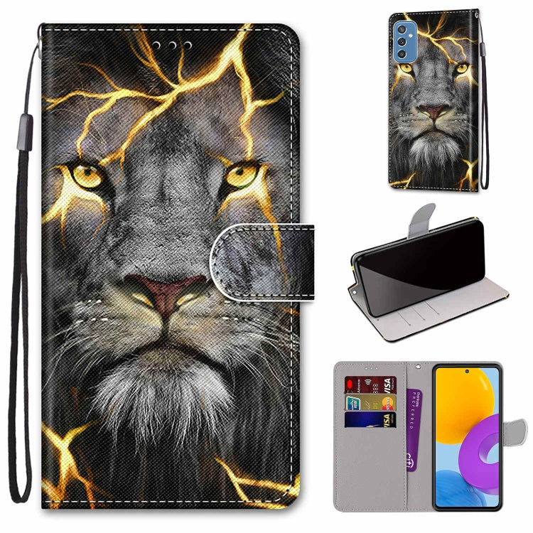 Gray cat printed leather flip phone case with card slots and wrist strap