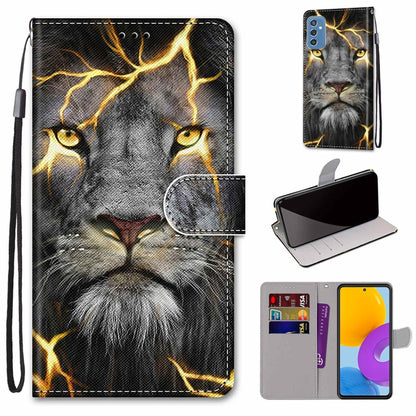 Gray cat printed leather flip phone case with card slots and wrist strap