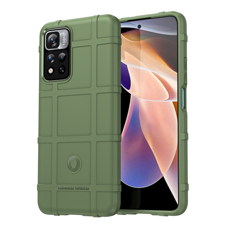 Green shockproof TPU phone case with quad camera cutout and raised corners
