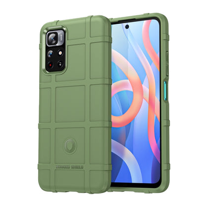 Green shockproof TPU phone case with quad camera cutout and side button cutouts