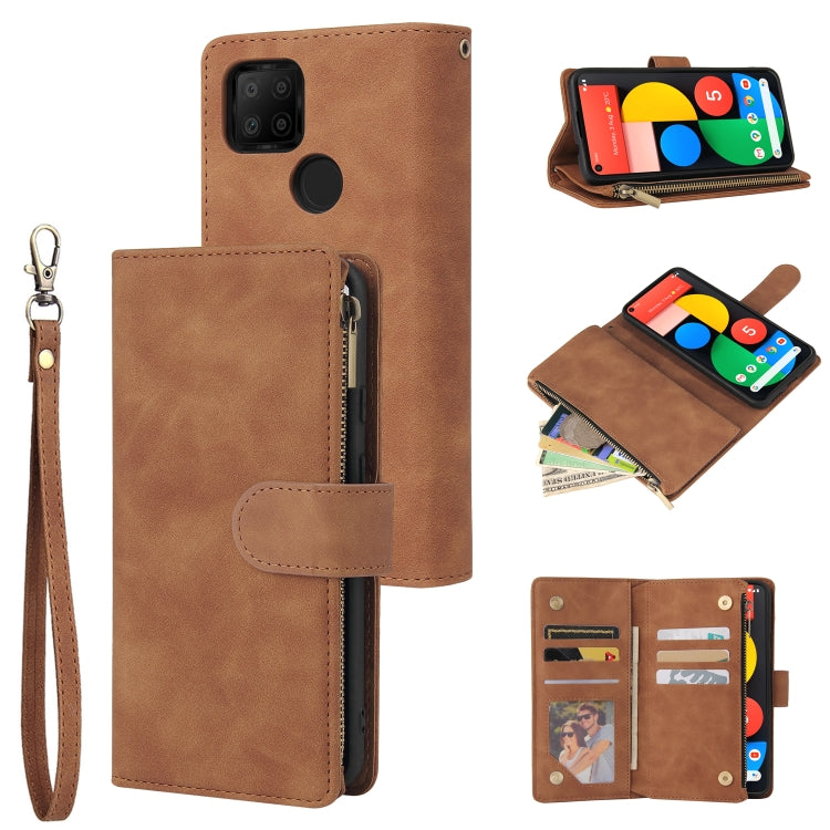 Tan leather phone wallet case with wrist strap, card slot, and zippered money pocket