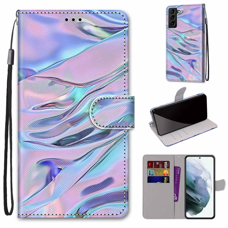 PU leather phone wallet case, pastel wave pattern, flip cover, card slot, lanyard