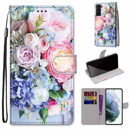 Floral bouquet flip wallet phone case with card slots, stand, and wrist strap