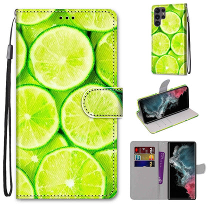 Green lime slice pattern flip wallet phone case with card slots and wrist strap