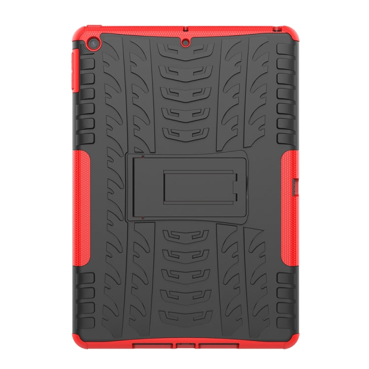 Red and black tire-texture shockproof tablet case with built-in holder panel