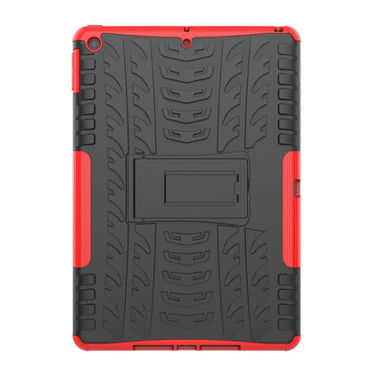 Red and black tire-texture shockproof tablet case with built-in holder panel