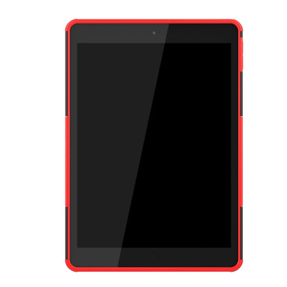 Red-edged rugged tablet case with tire-texture shockproof back
