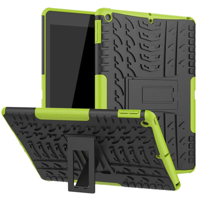Lime green tire-texture shockproof tablet case with built-in holder and stand