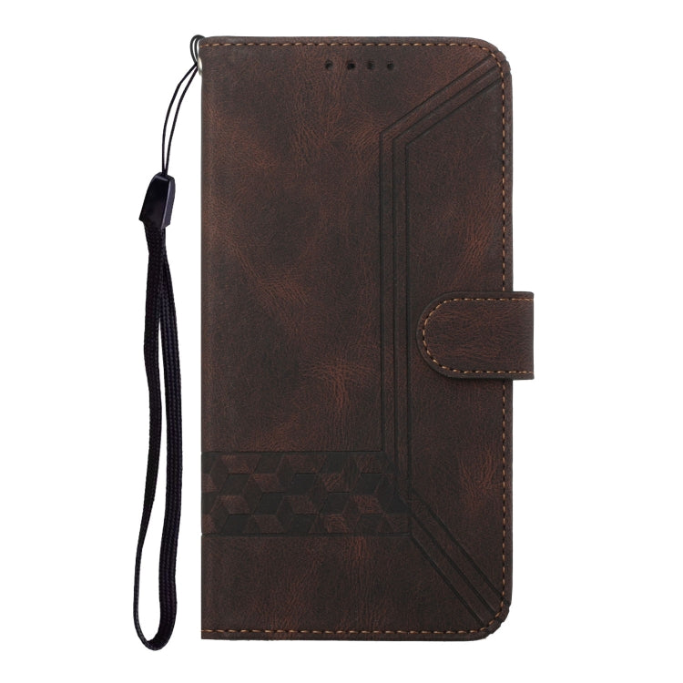 Dark coffee folio flip phone case with wrist strap, side button cutout and card pocket