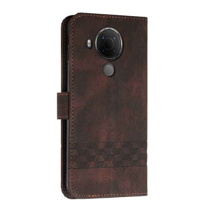 Dark coffee flip phone case with camera cutout, textured finish and geometric panel