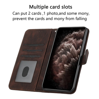 Dark coffee flip phone case with multiple card slots and inner ID pocket on the flap