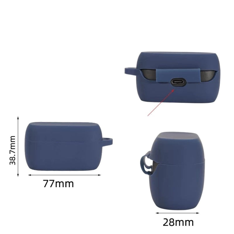 Silicone earphone protective case, navy blue, with dimensions 77mm x 38.7mm x 28mm for Jabra Elite 3