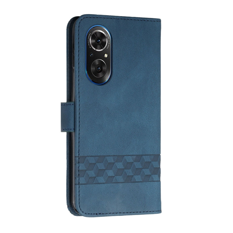Royal blue flip leather phone case with cutouts and dual camera opening