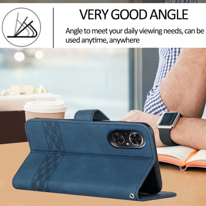 Royal blue flip leather phone case with kickstand and dual camera cutout