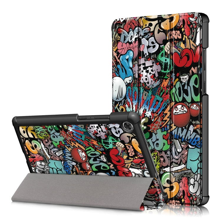 Lenovo Tab M8 tablet flip case with graffiti print and viewing folio cover