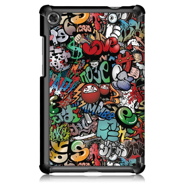 Lenovo Tab M8 tablet flip case with graffiti pattern on the back