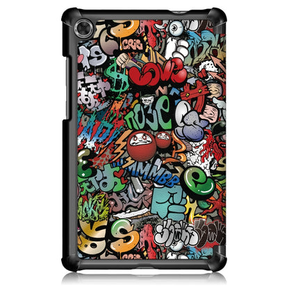 Lenovo Tab M8 tablet flip case with graffiti pattern on the back