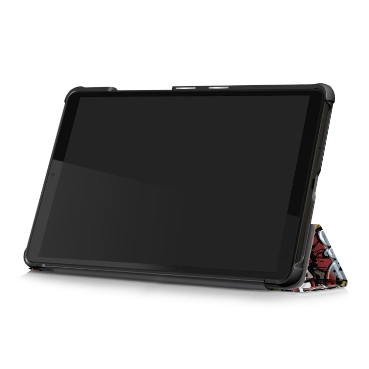 Lenovo Tab M8 tablet flip case with front cover folded into a viewing stand