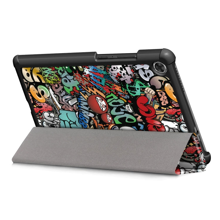 Lenovo Tab M8 tablet flip case with graffiti back and gray front stand