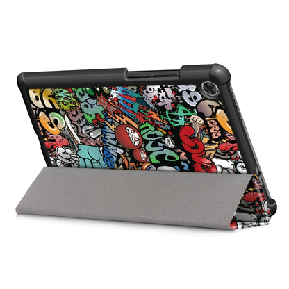 Lenovo Tab M8 tablet flip case with graffiti back and gray front stand