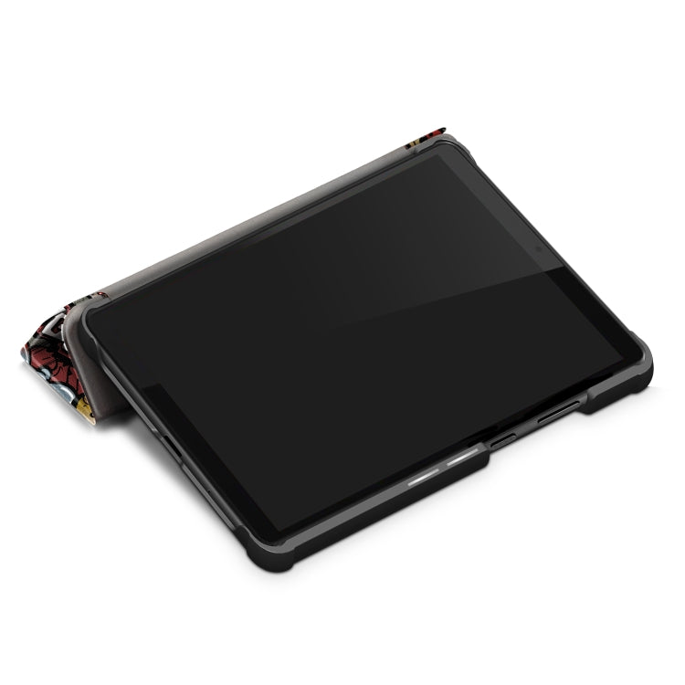 Lenovo Tab M8 tablet flip case with dark front cover and graffiti side edges