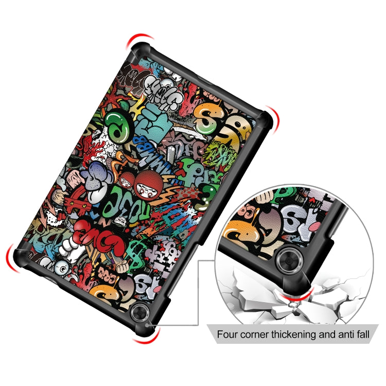 Lenovo Tab M8 tablet flip case with anti-fall corner reinforcement and graffiti print
