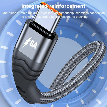 USB-A to USB-C cable with reinforced connector collar and silver braided strain relief