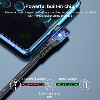 Braided elbow USB to USB-C cable with connector plugged into a phone port