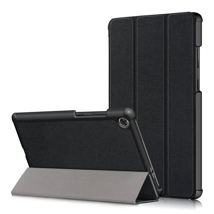 Black horizontal flip tablet case with three-fold stand and TPU inner shell