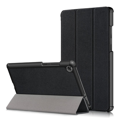 Black horizontal flip tablet case with three-fold stand and TPU inner shell
