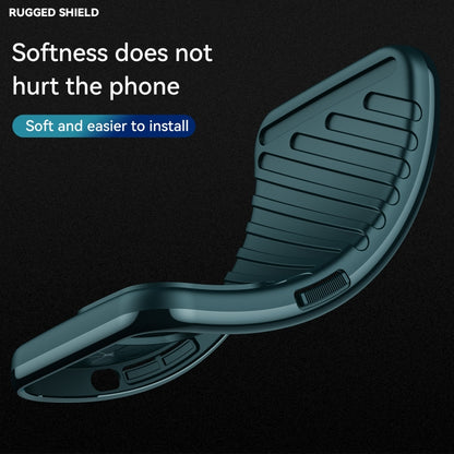 Dark teal TPU phone case corner view with textured grip and flexible bumper edges