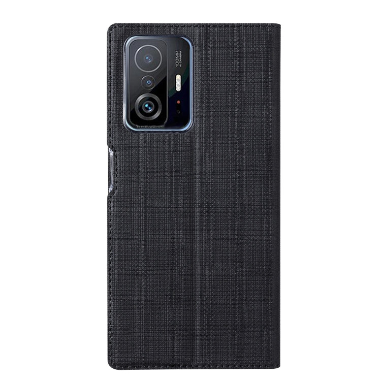 Shockproof magnetic flip leather case for Xiaomi Mi 11T, black with phone camera cutout
