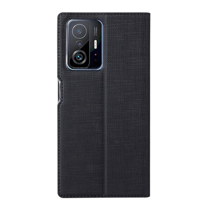 Shockproof magnetic flip leather case for Xiaomi Mi 11T, black with phone camera cutout