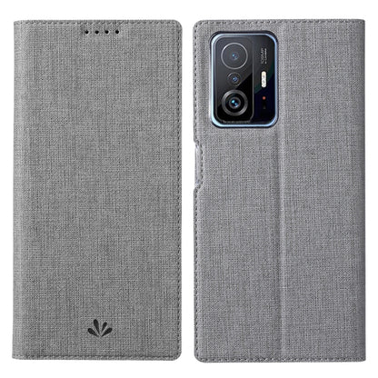 Shockproof magnetic flip leather case for Xiaomi Mi 11T, grey folio with camera cutout