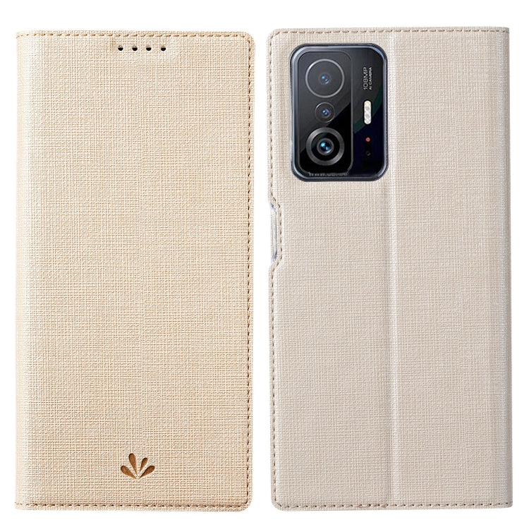 Beige magnetic flip leather phone case with card slots and camera cutout for Mi 11T
